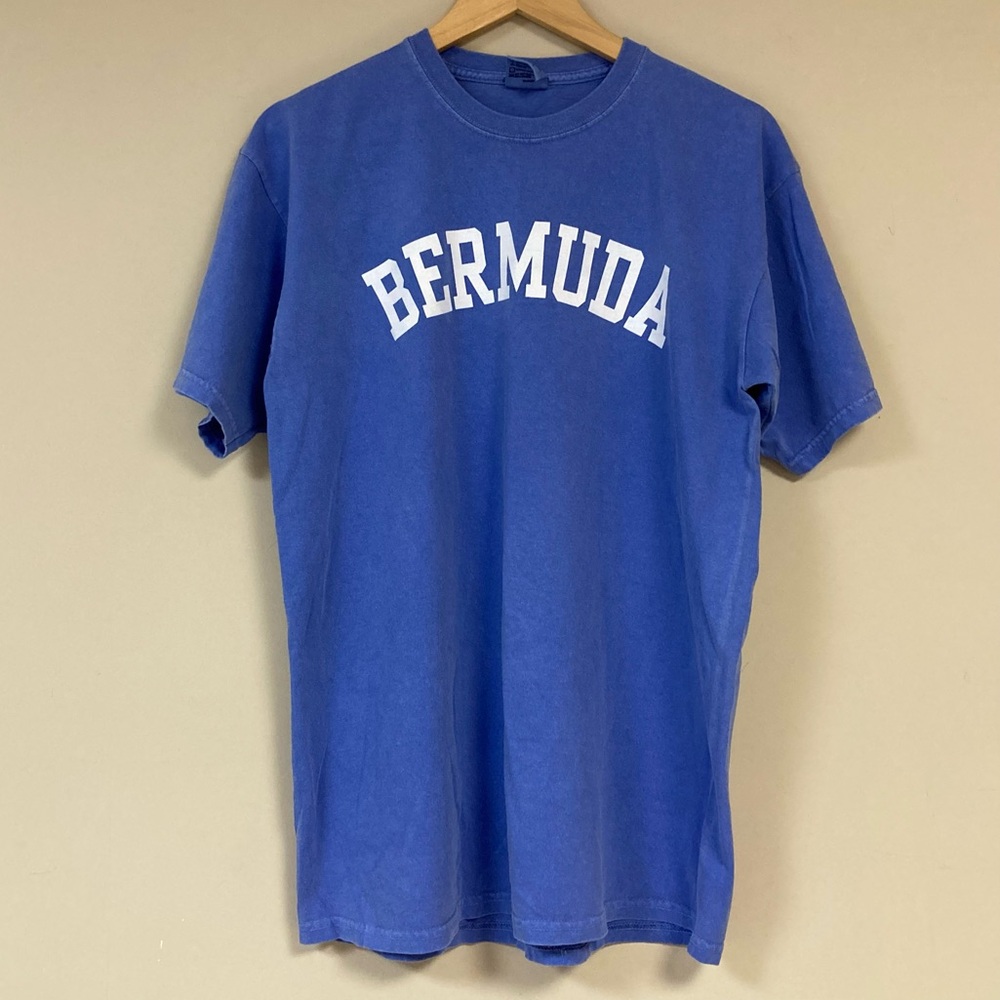 Bermuda Blue TShirt Men’s Large Short Sleeve Top Vacation Travel Summer Tee Trip